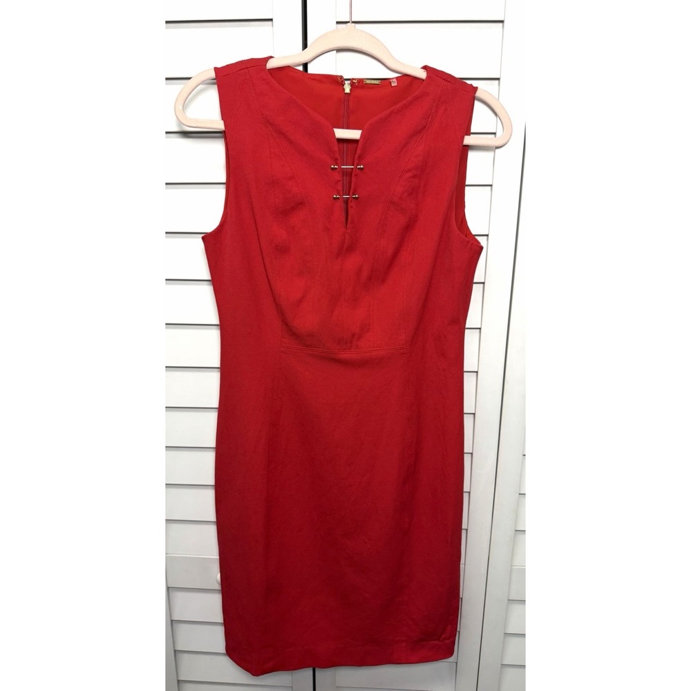Elie Tahari Sleeveless Stretch Sheath Dress Office Career Women's Size 6 Red